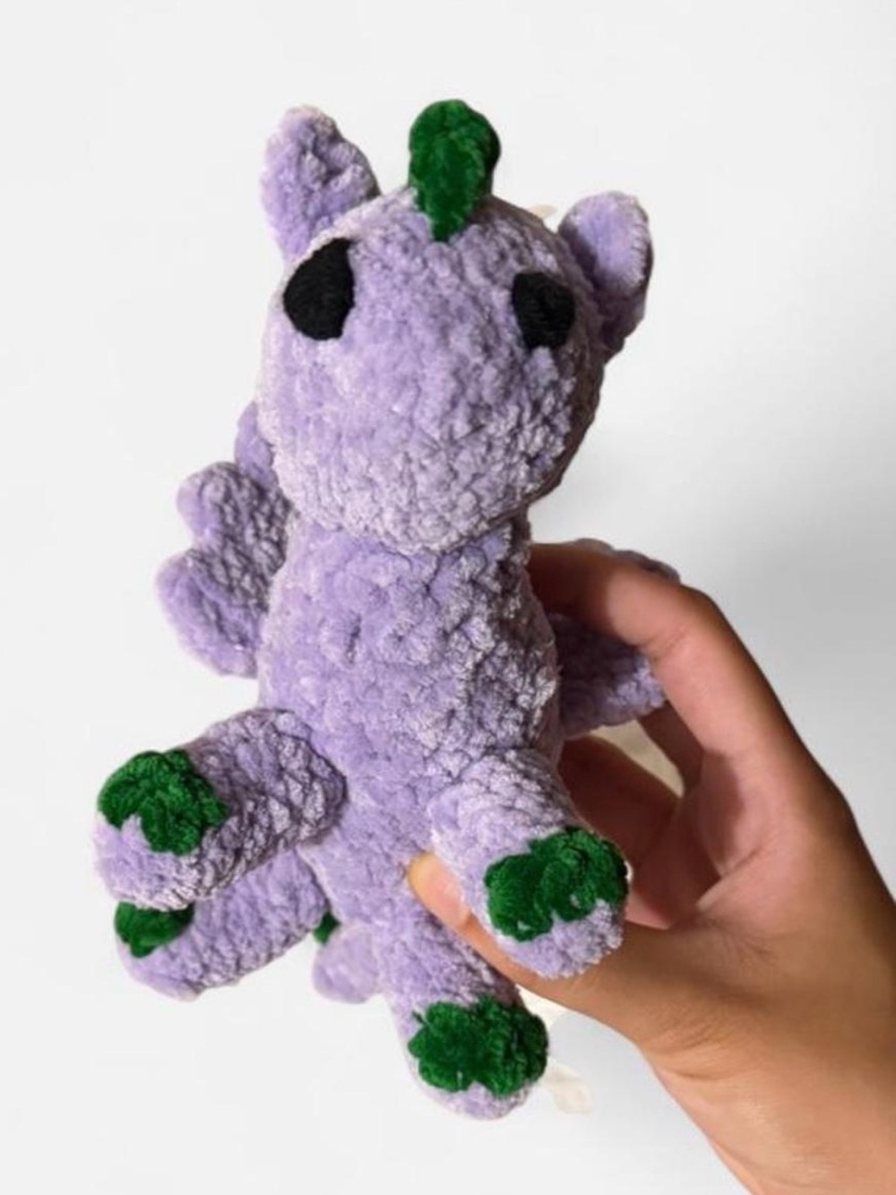 Handmade Crochet Plushie - Purple and Green Dragon